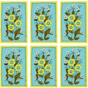 turquoise green retro flower canvas-ch-ed