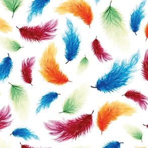 Watercolor colorful feathers