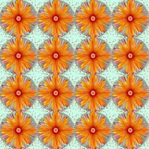 BYF10 - Medium - Bull's Eye Floral Abstract in Dried  Apricot and Stone Blue Pastel