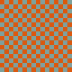 BYF10 - Medium - Dried Apricot Orange  and Stone Blue  Pastel Checkerboard