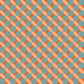 BYF10 - Medium - Dried Apricot Gradient and Pastel Stone Blue  Checkerboard