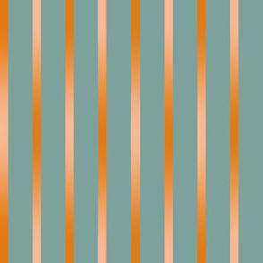 BYF10 - Dried Apricot Orange Gradient Stripes on Stone Blue 