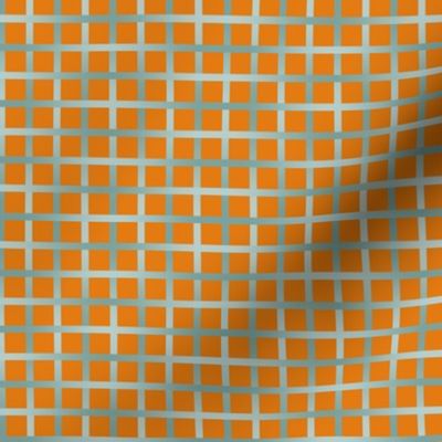 BYF10 -  Medium - Open Weave Window Pane Plaid in Stone Blue Gradient on Dried Apricot 