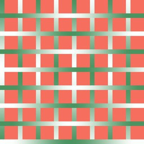 BYF1 - Open Weave Window Pane Plaid in Sage Green Gradient and Orange Coral Gradient