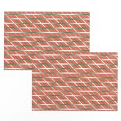 BYF1 - Diagonal Open Weave Plaid in Sage Green Gradient on Coral