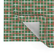 BYF1 - Medium - Open Weave Window Pane Plaid  in Orange Coral Gradient on Sage Green