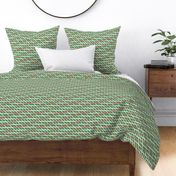 BYF1 - Diagonal Open Weave Window Pane Plaid in Coral Gradient on Sage Green