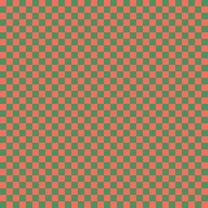 BYF1 - Tiny -  Checkerboard in Green  and Orange Coral