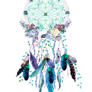 54"x72" Teal and Lilac Dream Catcher
