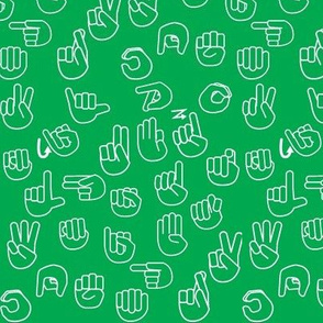 Small Scale Tossed Sign Language ASL Alphabet Green