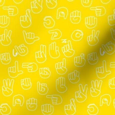 Small Scale Tossed Sign Language ASL Alphabet Yellow