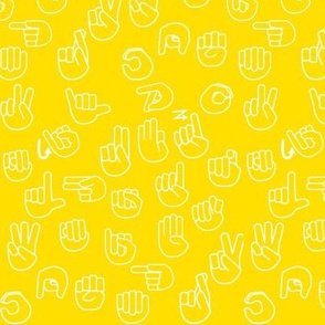 Small Scale Tossed Sign Language ASL Alphabet Yellow