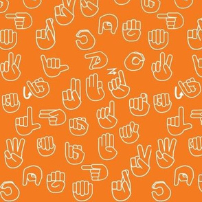 Small Scale Tossed Sign Language ASL Alphabet Orange