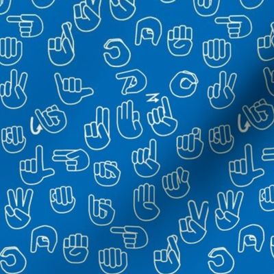 Small Scale Tossed Sign Language ASL Alphabet Blue