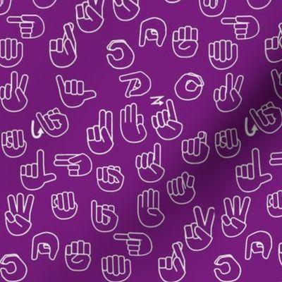 Small Scale Tossed Sign Language ASL Alphabet Purple