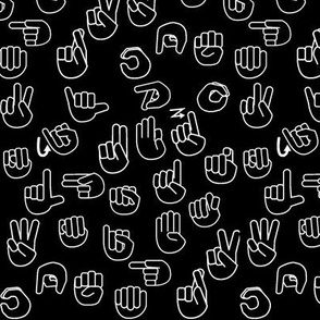 Small Scale Tossed Sign Language ASL Alphabet Black