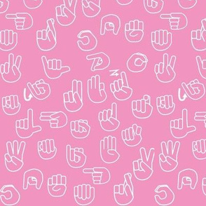 Small Scale Tossed Sign Language ASL Alphabet Pink