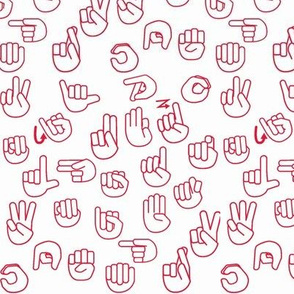 Small Scale Tossed Sign Language ASL Alphabet on Red