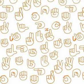 Small Scale Tossed Sign Language ASL Alphabet on Orange