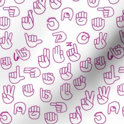 Small Scale Tossed Sign Language ASL Alphabet on Hot Pink