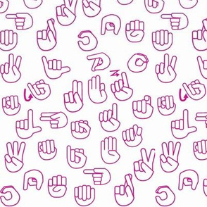Small Scale Tossed Sign Language ASL Alphabet on Hot Pink