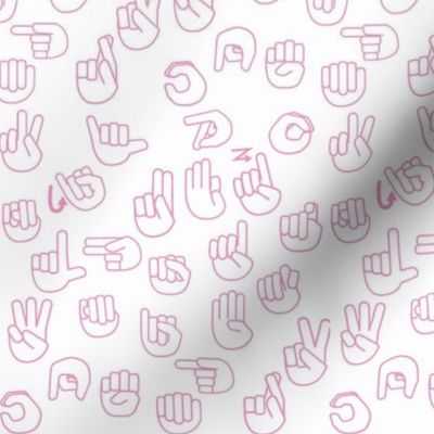 Small Scale Tossed Sign Language ASL Alphabet on Pink