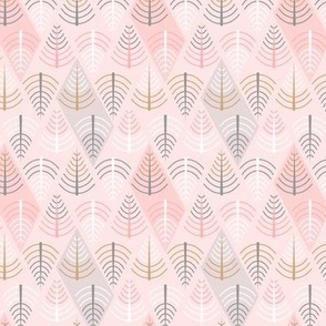 Geometric Feathers, Trees and Rivers on Pink