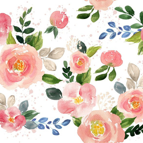 Pink Garden Roses // White