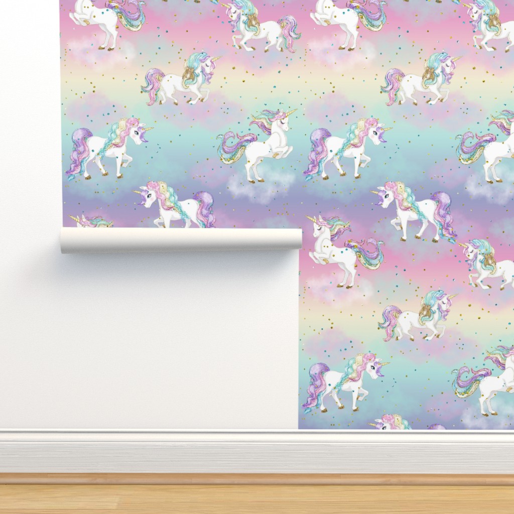 Unicorn Rainbow Fabric Wallpaper and Home Decor  Spoonflower