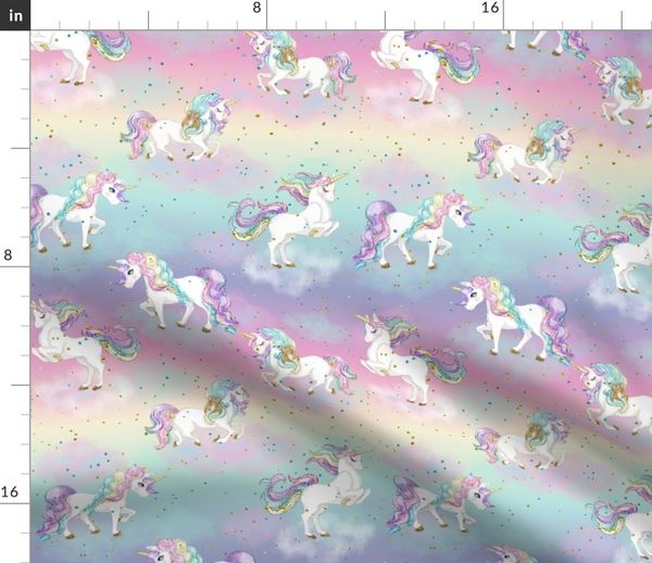 Fabulously Festive All Occasion Gifts Cute Unicorns and Flowers Pattern in Pink Orange Blue Purple Throw Pillow Multicolor 16x16 