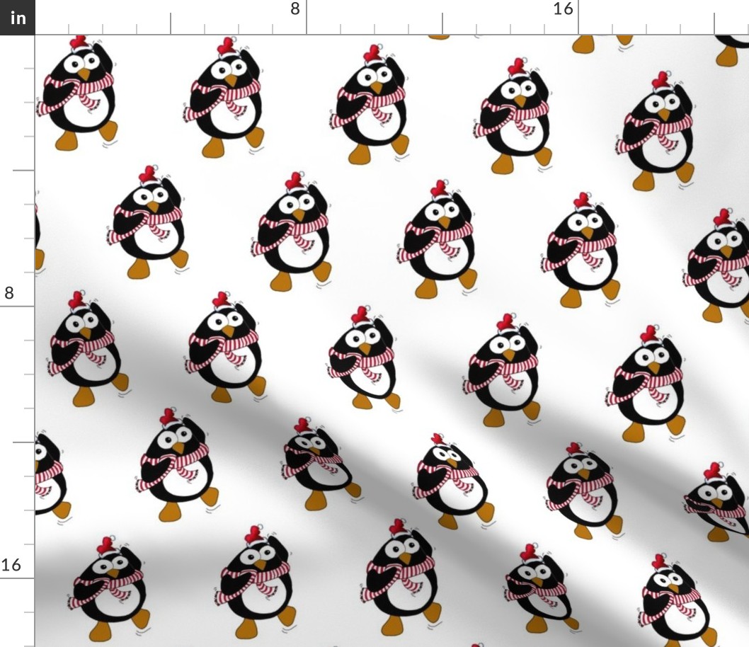 Cartoon Christmas penguin dancing.