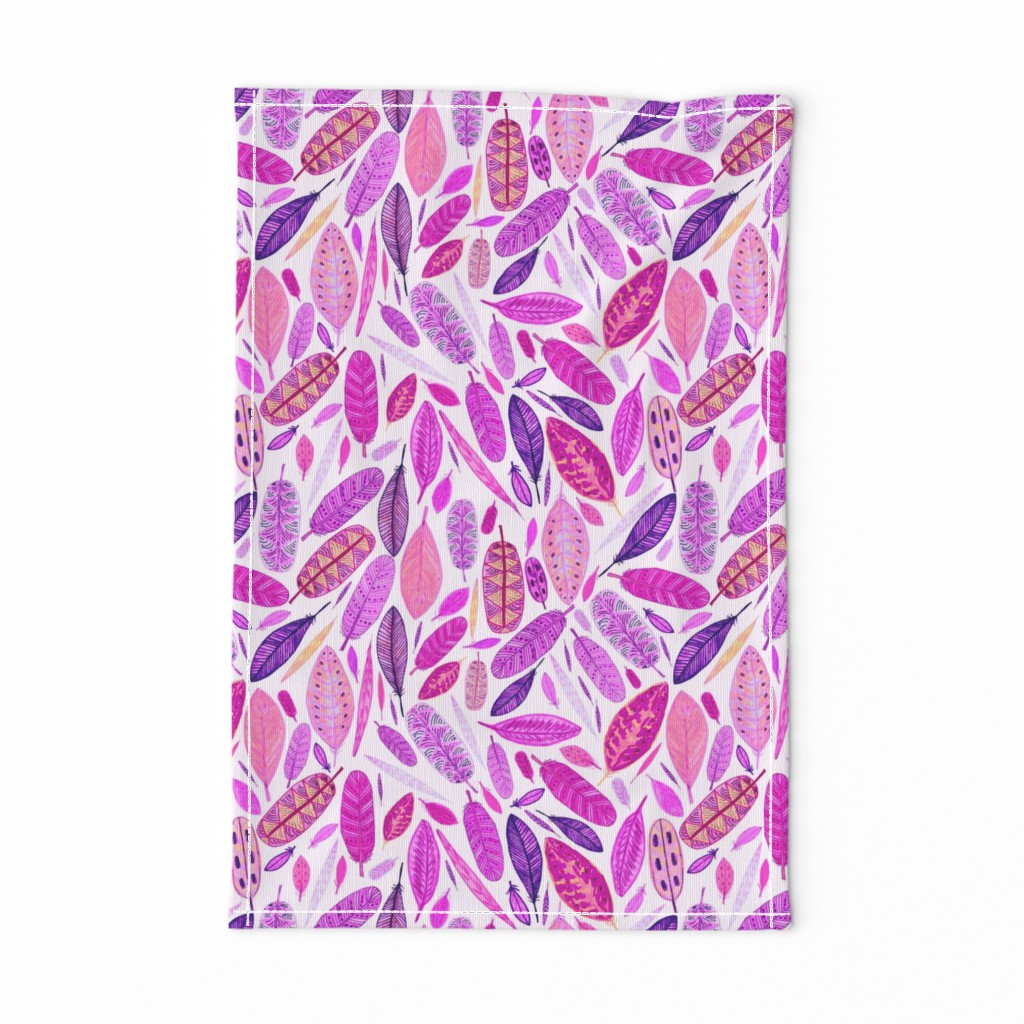 Watercolored Feathers, Hot pink, large