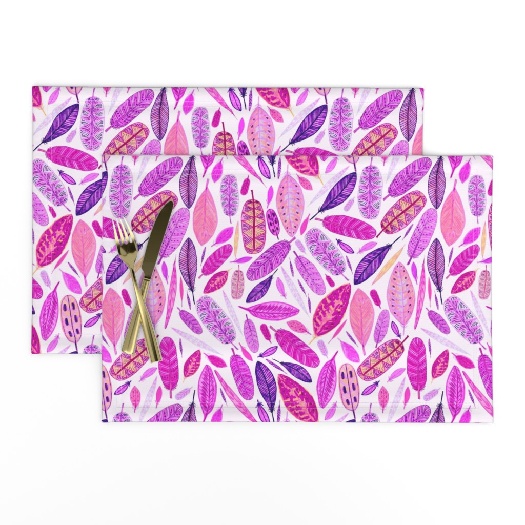 Watercolored Feathers, Hot pink, large