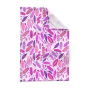 Watercolored Feathers, Hot pink, large