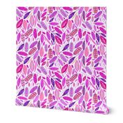 Watercolored Feathers, Hot pink, large