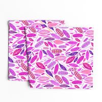 Watercolored Feathers, Hot pink, large