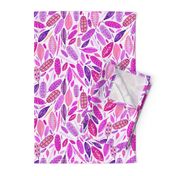 Watercolored Feathers, Hot pink, large