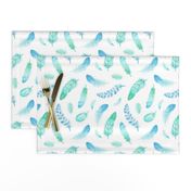 Watercolor Feathers turquoise 