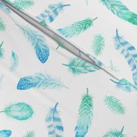 Watercolor Feathers turquoise 