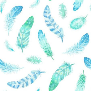 Watercolor Feathers turquoise 
