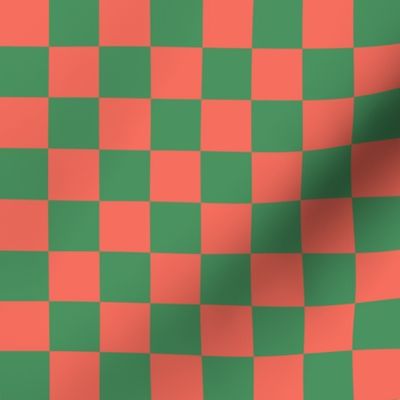BYF1 - 1 Inch Checkerboard in Green  and Orange 