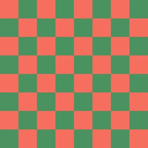 BYF1 - 1 Inch Checkerboard in Green  and Orange 