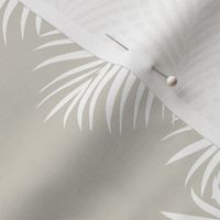 Palm Frond Stripe White on Beige