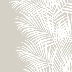 Palm Frond Stripe White on Beige