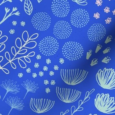 Moody Mod Floral M+M Cobalt Medium Scale by Friztin