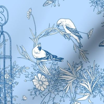 My Garden Toile Main Large Blue 