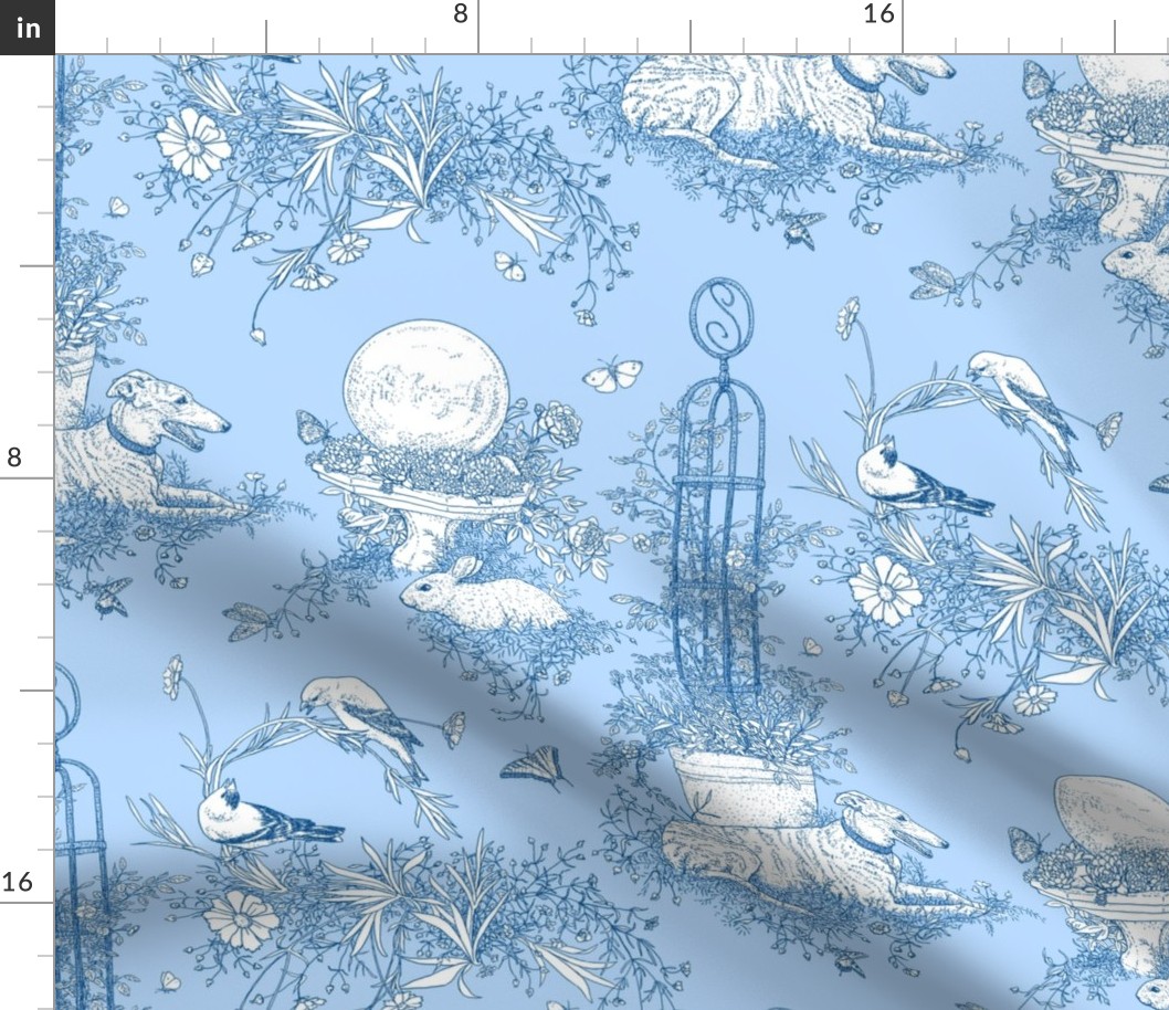 My Garden Toile Main Large Blue 