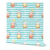 (3/4" scale) sweet tea - summer time drinks on blue stripes C19BS