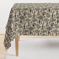 Black Light Antique Greyhound Toile