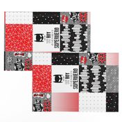 Superhero//Boy//Red - Wholecloth Cheater Quilt - Rotated